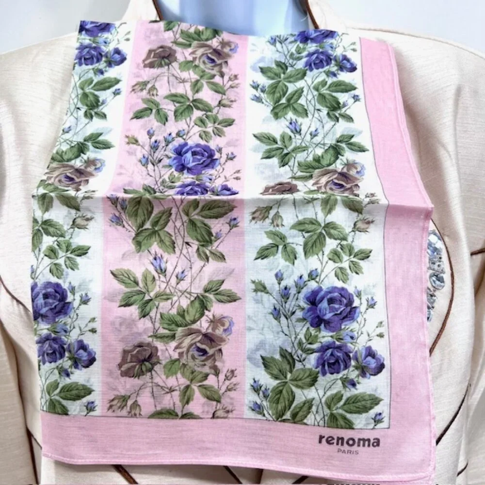 New Set of 2 RENOMA Paris Handkerchief , coton 17